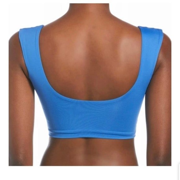 Nike Swim NWT Sz L Pacific Blue Fitted Crop Top & La Blanca Prism Palm Buttom - Picture 4 of 8